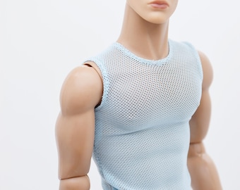 C066A Handmade Male Doll Round Neck Tank Top For 12" Fashion Male Doll Figure Like FR Homme Fashion Royalty Nu Face