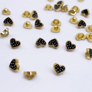 B186 Heart 5mm Metal Shank Buttons Micro Mini Buttons Tiny Buttons Doll Buttons Doll Sewing Craft Supplies