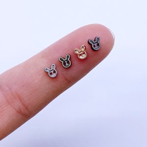 B072 Metal 4mm Bunny Head Buttons Micro Mini Buttons Tiny Buttons Doll Buttons Doll Sewing Craft Supplies
