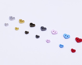 B121 Heart Buttons 6×7mm/4×4.5mm  Micro Mini Buttons Tiny Buttons Doll Buttons Doll Sewing Craft Supplies