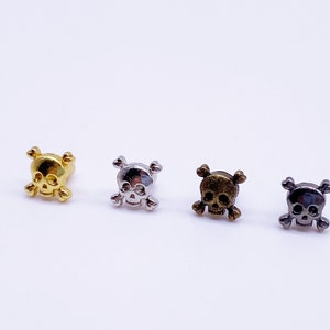 B153 Gold/Silver/Bronze/Dark Gun Color 5mm Skull Head Shape Mini Rivet Studs Doll Clothes Sewing Craft Doll Sewing Supply