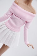 C043 Handmade Off The Shoulder Top Long Sleeve T-shirt For 12" Dolls Like Fashion Royalty Nu face Poppy Parker