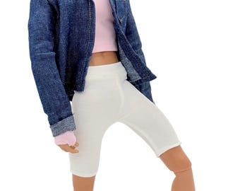 C085  Handmade Form-Fitting Bike Shorts for 12" Male Dolls | Above-Knee Gym Wear | Fits Dolls Like FR & Nu Face Homme