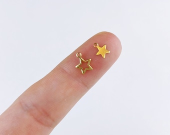 A009 Tiny Gold Star Mini Charm Doll Sewing Craft Supplies For 12" Fashion Dolls Blythe BJD