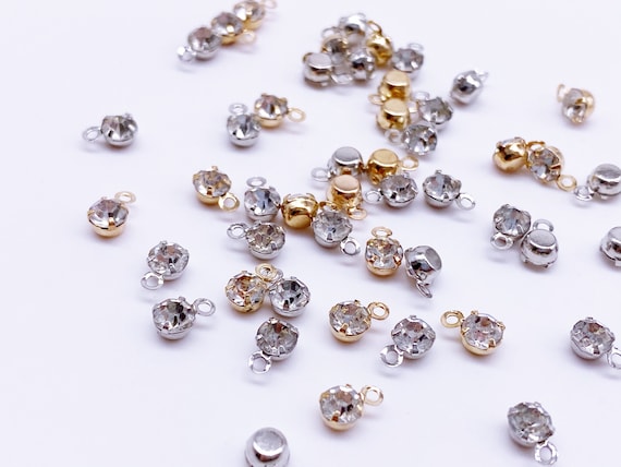 B166 3.5mm Micro Mini Glass With Silver/Rose Gold Color Base Charm For Doll Jewelry Clothes Doll Sewing Craft