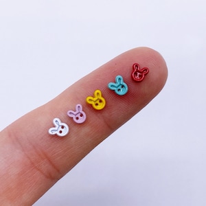 B073 Bunny Head 4mm  Buttons Micro Mini Buttons Tiny Buttons Doll Buttons Doll Sewing Craft Supplies