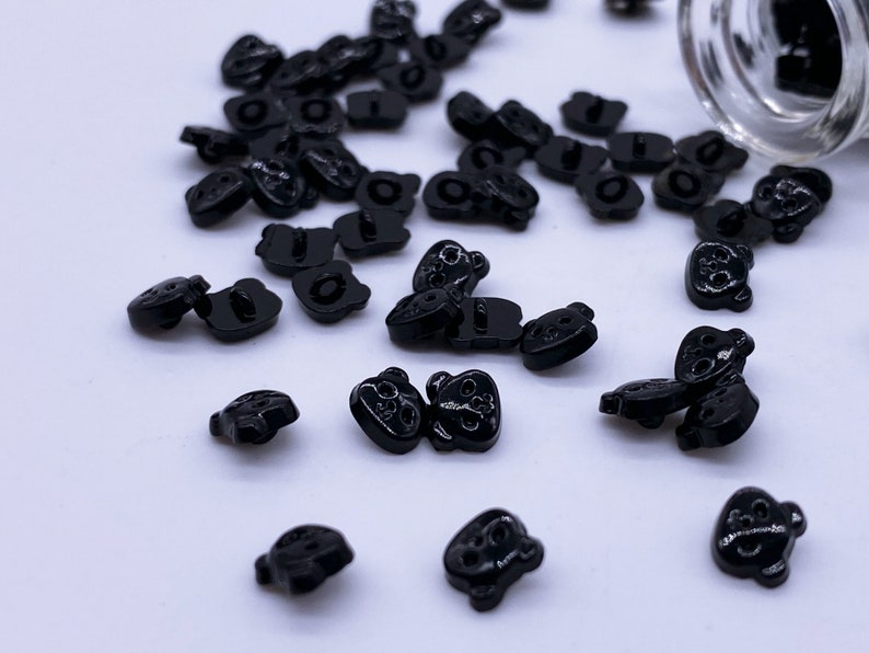 B081I Black Color Coated Metal 5mm Panda Head Shank Buttons Tiny Buttons Doll Buttons Doll Sewing Craft Supplies