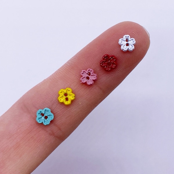 B079 Color Coated 5mm Flower Buttons Micro Mini Buttons Tiny Buttons Doll Buttons Doll Sewing Craft Supplies