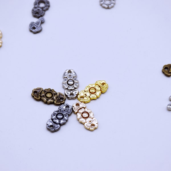 B193 Bronze/Silver/Gold 7×15mm Decorative Flower Pattern Hook Buckle  Mini Buckles Sewing Craft Doll Clothes Making Sewing Supply