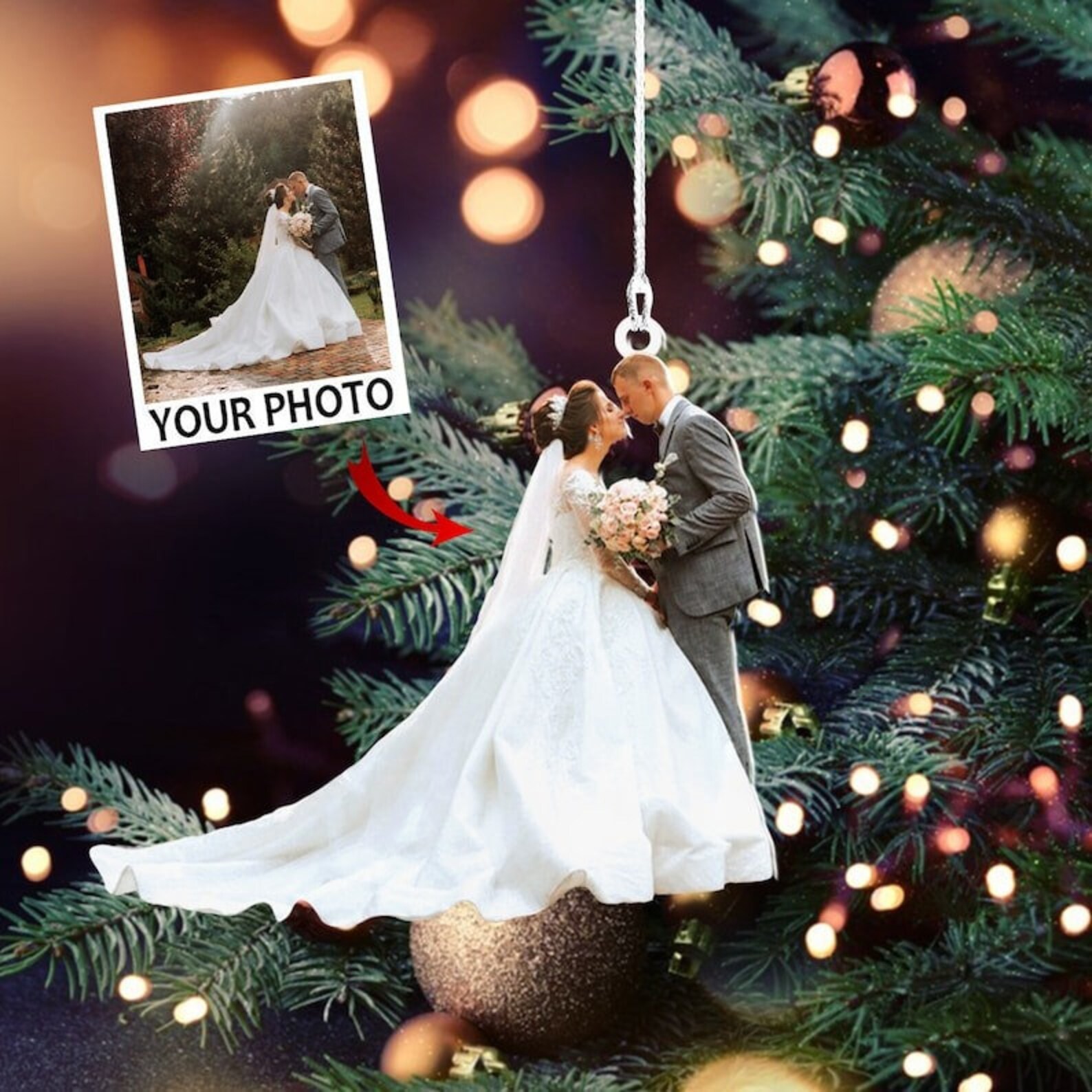 Custom Wedding Photo Ornament, Wedding Ornament, Acrylic Ornament ...