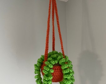 Crochet fern, crochet potted fern, hanging plant, free shipping