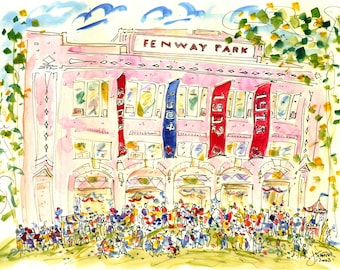 FENWAY PARK BANNERS by Jane Sarah Staffier *Art*Red Sox Art*Fenway Park Art*Sports Art*Boston Art*Baseball Art*Sports Fan Gift*Boston Sports