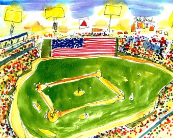 FENWAY PARK by Jane Sarah STAFFIER*Art and Collectibles*Red Sox Art*Fenway Park*Boston Art*Baseball Art*Sports Art*Office Art*Gift*Birthday