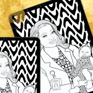 The Doctor | Adult Coloring Book Page | Black Women Coloring Book | Black Woman Coloring Pages