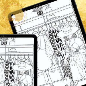 The Fashion Designer | Adult Coloring Book Page | Black Women Coloring Book | Black Woman Coloring Pages