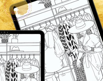 The Fashion Designer Adult Coloring Book Page Black Women 