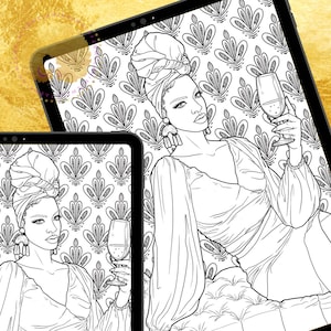 Lela | FALL FAB | Adult Coloring Book Page | Black Women Coloring Book | Black Woman Coloring Pages