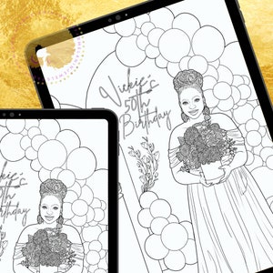 The Event Planner | Adult Coloring Book Page | Black Women Coloring Book | Black Woman Coloring Pages