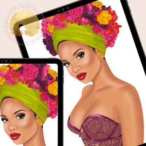 Diva 24 | Diva Head Canvas | Diva Head Wreath | Black Woman Art Print | Black Queen Melanin Nubian Diva