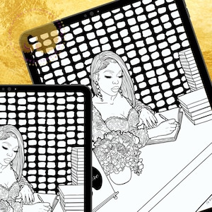 The Author | Adult Coloring Book Page | Black Women Coloring Book | Black Woman Coloring Pages