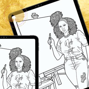 The Artist | Adult Coloring Book Page | Black Women Coloring Book | Black Woman Coloring Pages