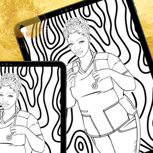 The Nurse | Adult Coloring Book Page | Black Women Coloring Book | Black Woman Coloring Pages