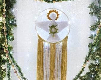 Christmas Angel Christmas wreath Crochet Wall Hanging, Boho Decor wall hanging,  wall decor,