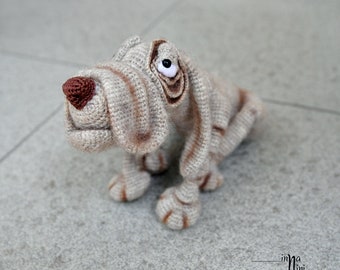 Dog sad thoughtful dog figure crochet toy amigurumi
