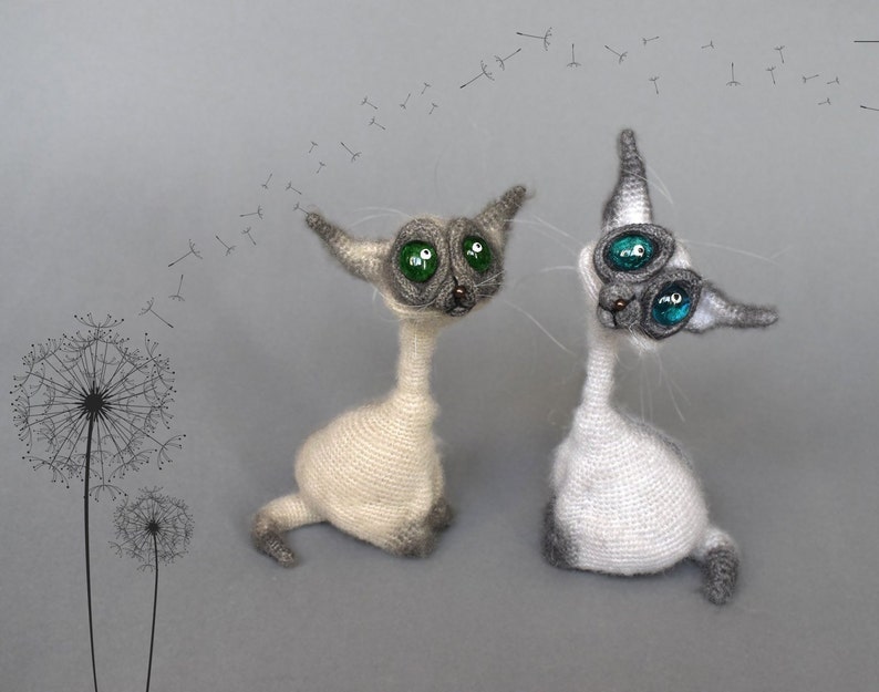 Siamese cat Lunar cat kitten funny kawaii cat crochet toy amigurumi