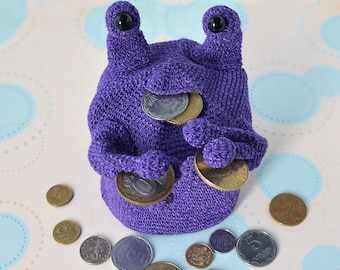 Moneybox Alien stranger purple violet small box amigurumi crochet toy