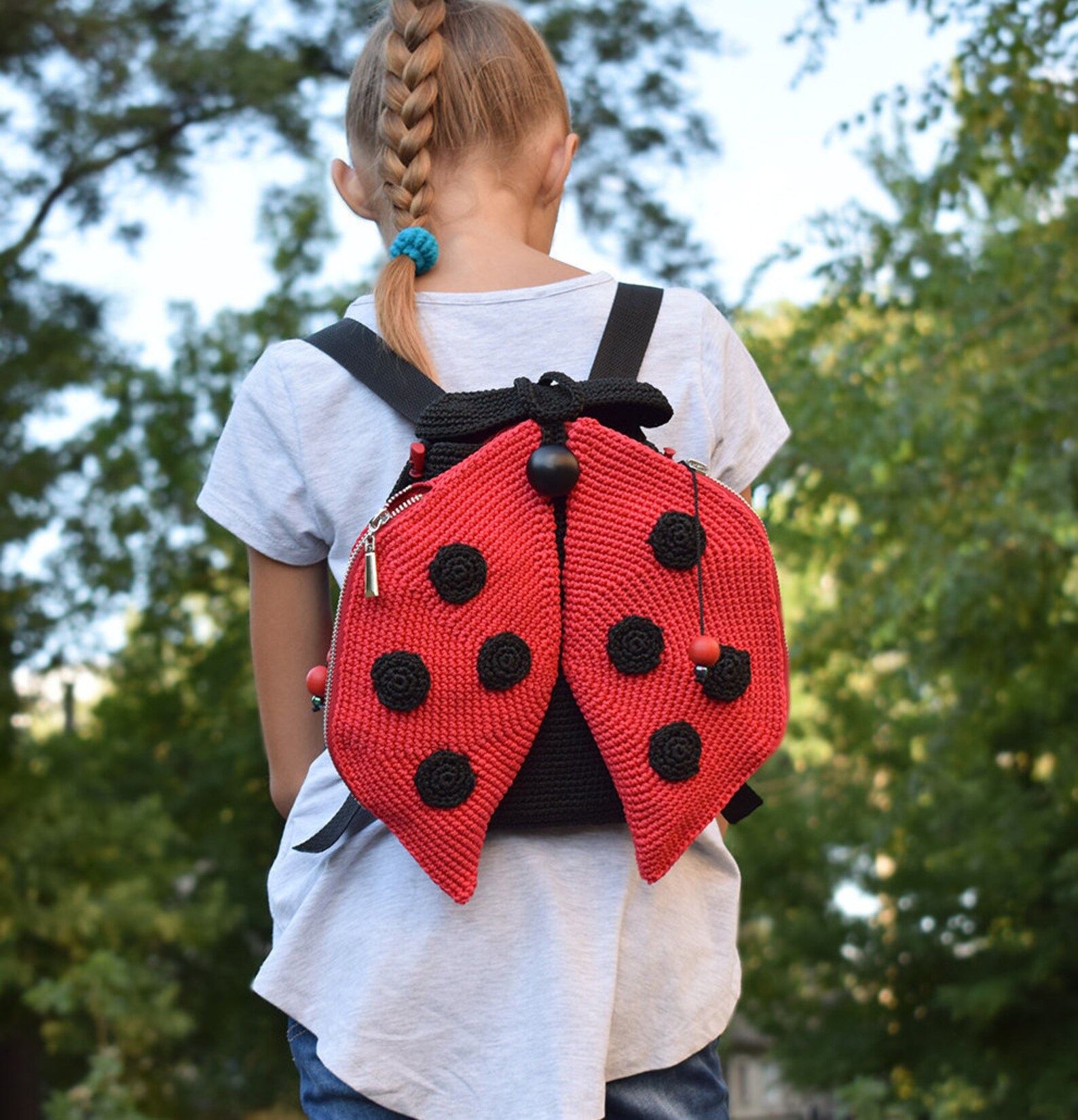Ladybug kids Backpack red wings for girl crocheted backpack Etsy