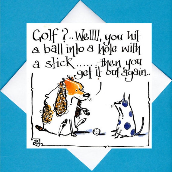Golf & Dog Card/Golf Birthday Card/Dog Greeting Card/Golf Etsy