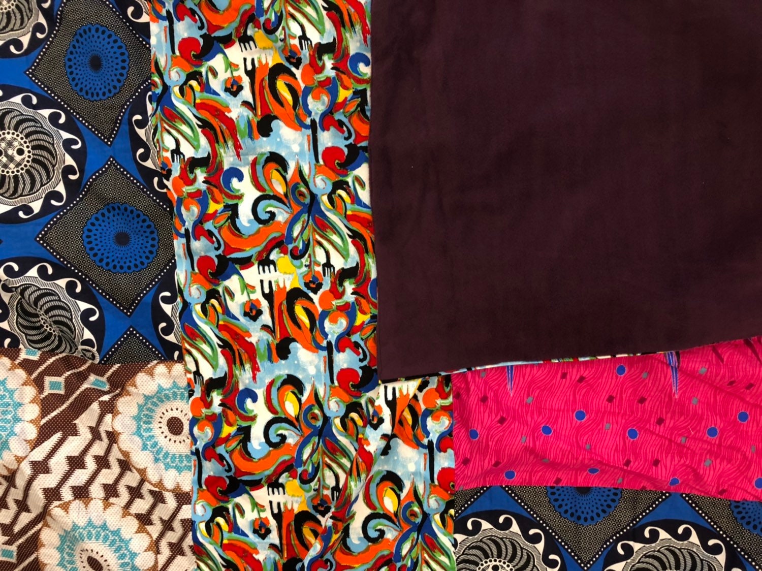 African throw blanket blanket multi colored, patched (68x 95) plum