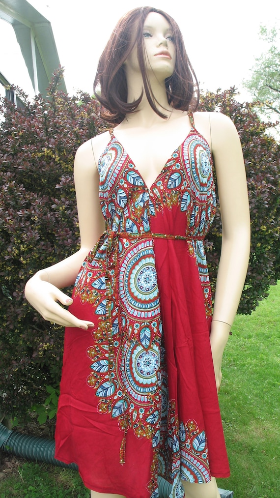 red hippie dress