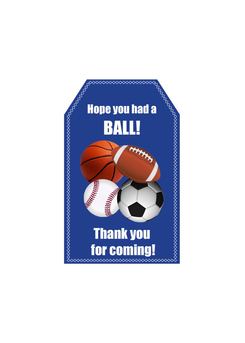 Sports Party Favor Tag / Sports Theme Birthday Party / Thank | Etsy