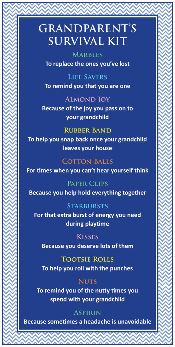 Survival Kit For Grandparents Mother S Day Etsy