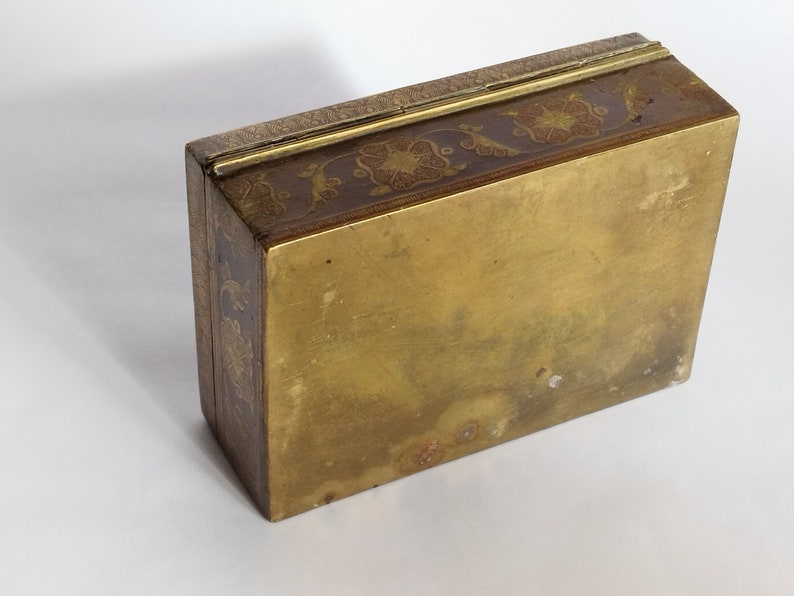 Very Rare Antique Rare Brass Trinket Box Home Decor, Heavy Brass Engraved Tobacco Box, Collectible Brass Keepsake, Cigarette Box India 30s image 10