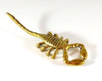 Rare Antique Brass Detailed Scorpion Figurine Witchcraft Tool, Vintage Brass Scorpion Ceremonial Tool Animal Office Decor  Altar Decor 30s