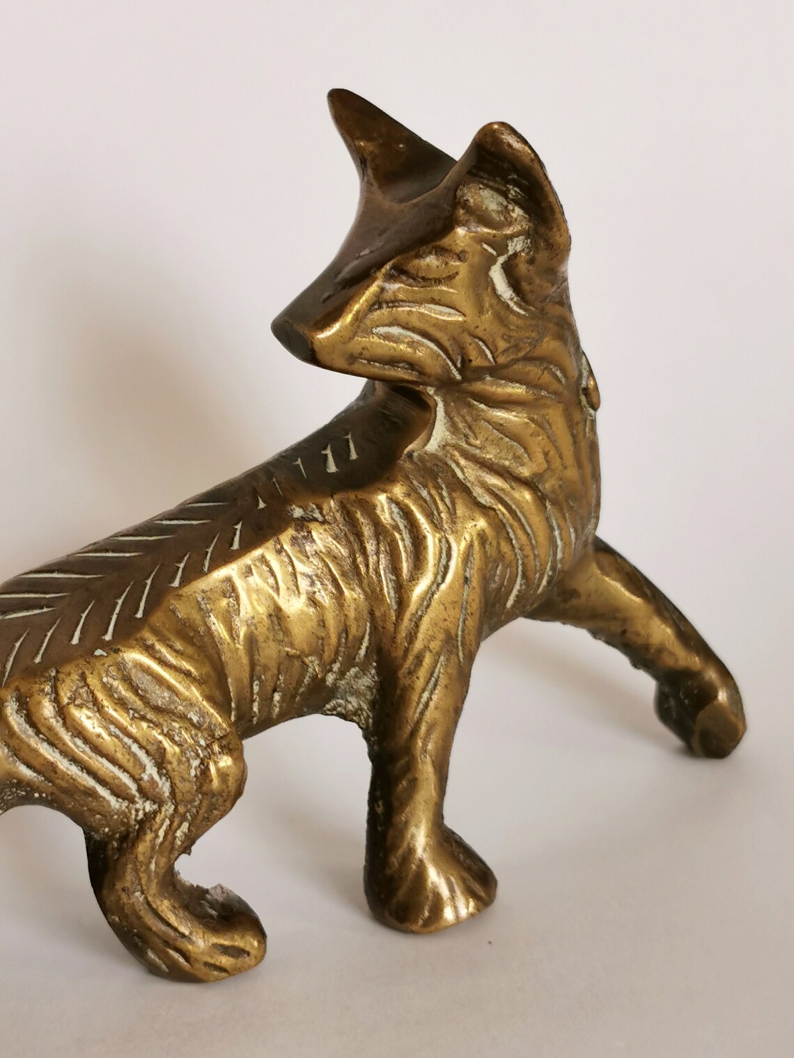 Cute Vintage Solid Brass Fox Figurine Home Decor Brass Fox Etsy