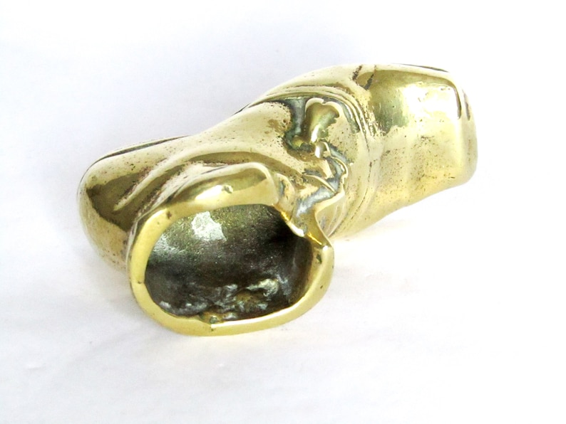 Brass Shoe Container 70s Vintage Small Brass Shoe Figurine Retro Wee Brass Shoe Toothpick Holder Retro Little Brass Shoe Collectible