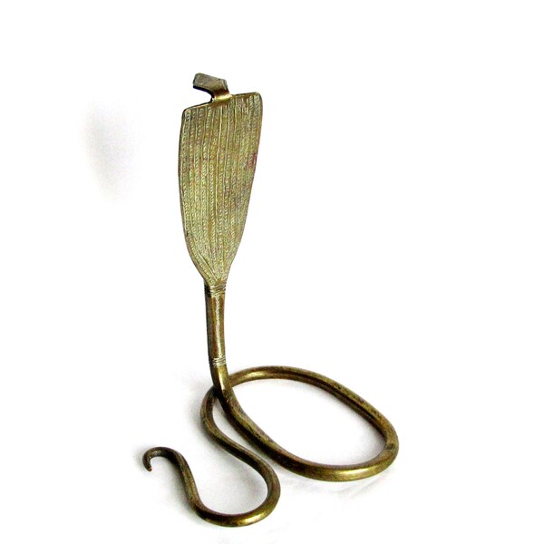 Vintage Unique Large Brass Cobra Snake Statue Home Decor, Antique Solid Brass Big Cobra Sculpture, Rare Collectible Brass Cobra Jungle 50s