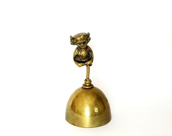 Antique Rare Brass Imp Lincolnshire Pixie Bell Altar Tool, Vintage Brass Devil Ritual Bell Ceremony Tool, Witchcraft Wiccan Pagan Bell 10s