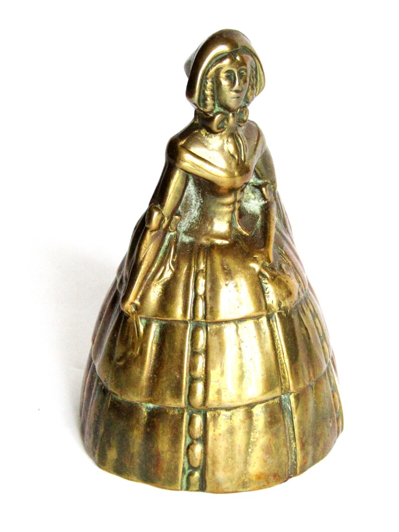 Vintage Detailed Brass Lady Bell Mid Century English Etsy