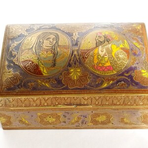 Very Rare Antique Rare Brass Trinket Box Home Decor, Heavy Brass Engraved Tobacco Box, Collectible Brass Keepsake, Cigarette Box India 30s image 9