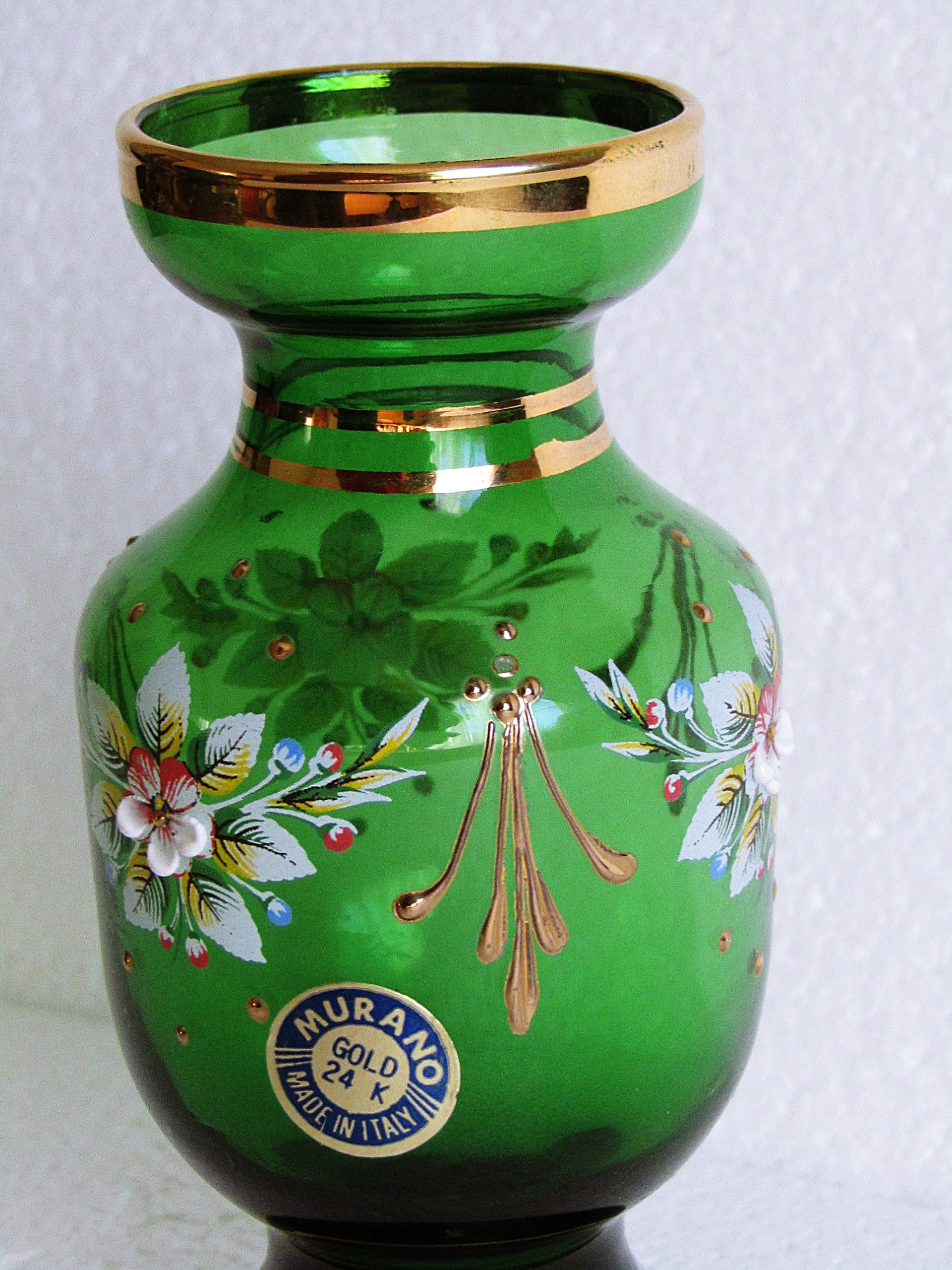 Green Glass Vase Vintage