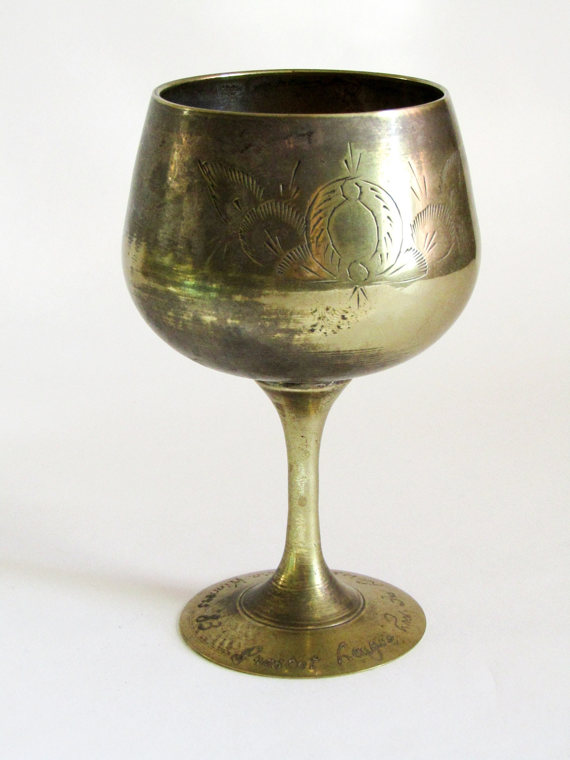 Vintage Brass Goblet Home Decor Retro Brass Goblet Footed Etsy