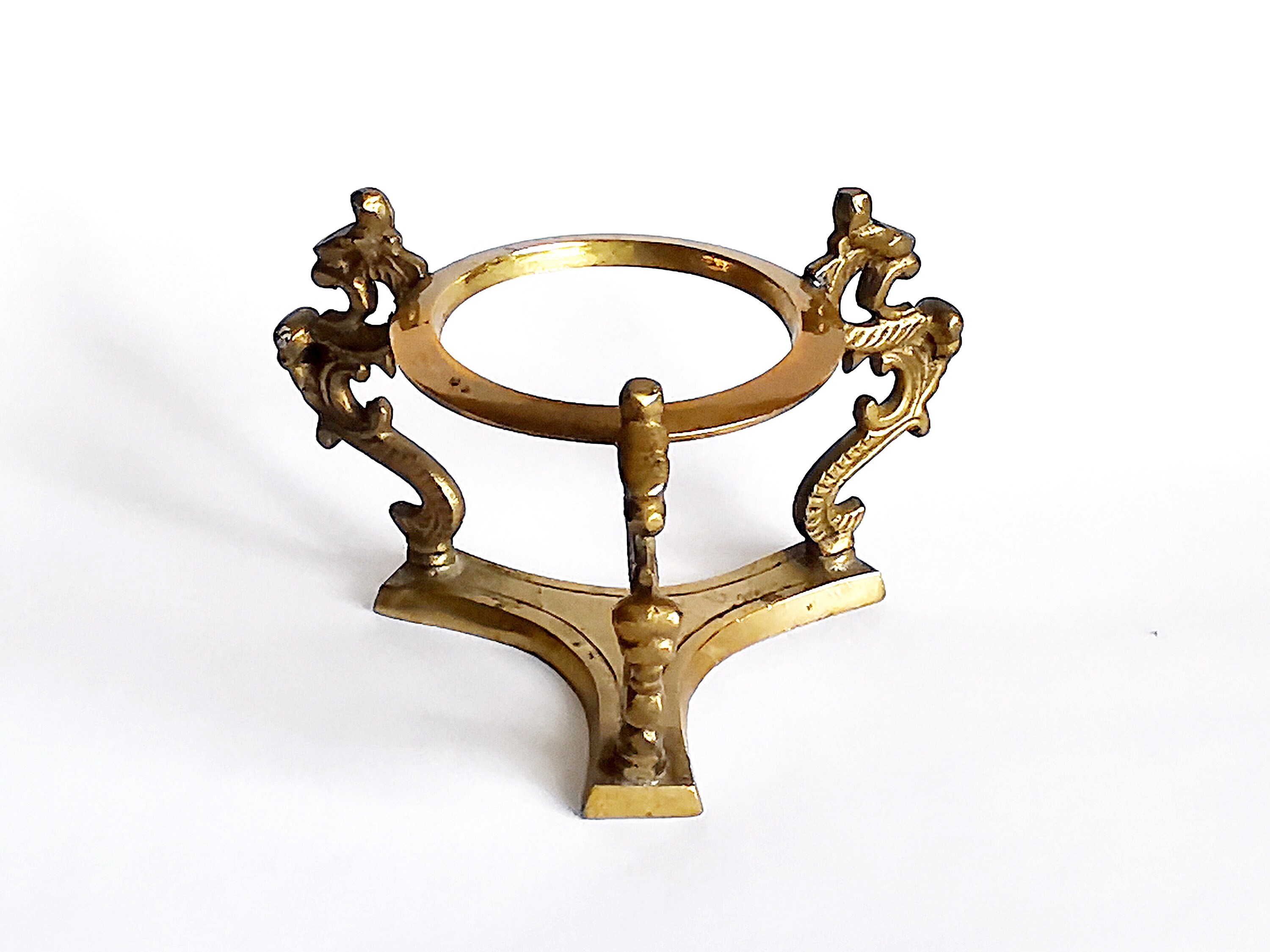 Pair of Brass Seahorse Sphere Stands 518A