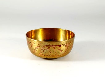 Vintage Small Brass Bowl Ring Dish Home Decor, Retro Gold Metal Brass Bowl Home Decor, Vintage Offering Dish, Small Bowl Dish Altarpiece 50s