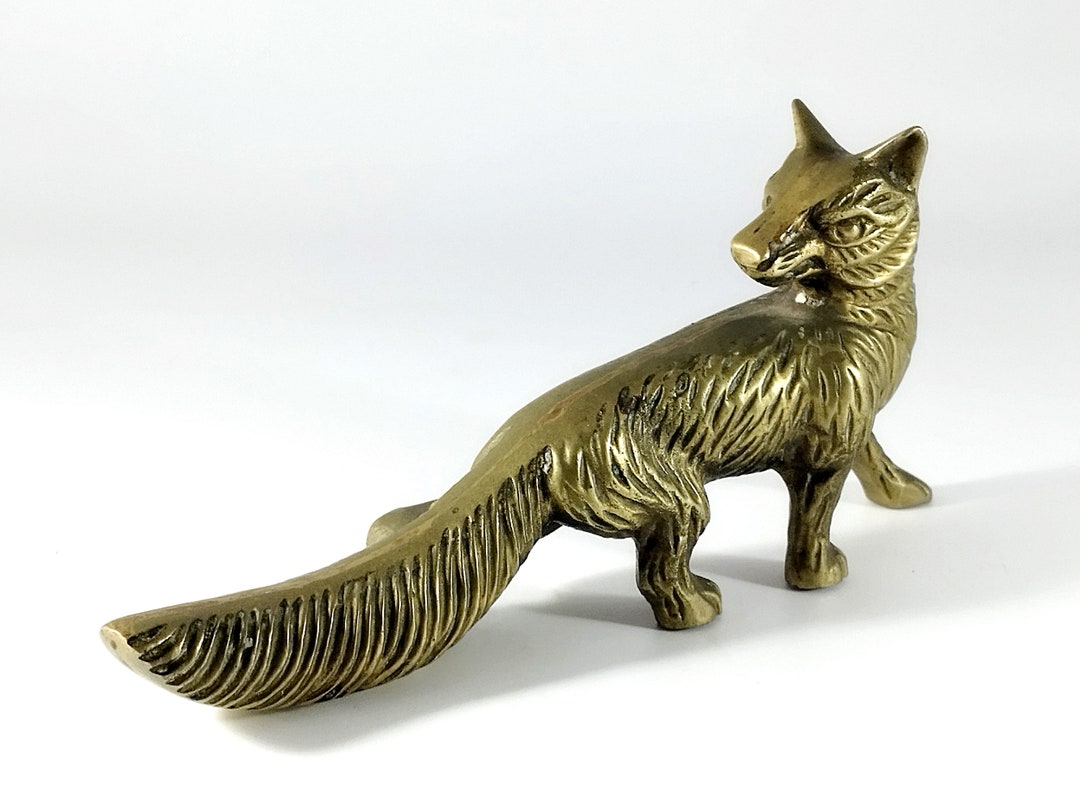 Pretty Vintage Solid Brass Fox Figurine Home Decor Brass Fox Etsy