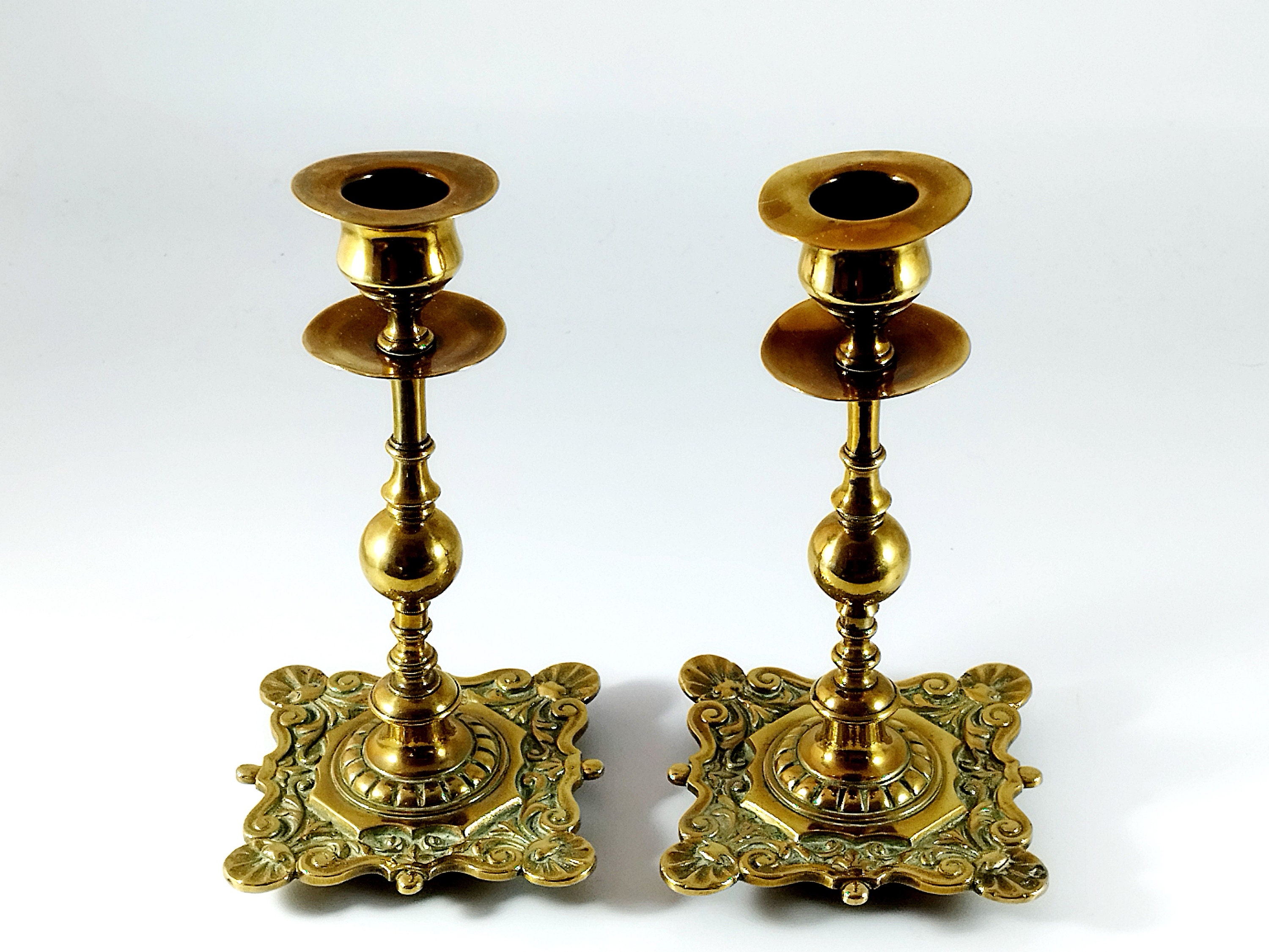 Antique Detailed Brass Candle Holders Home Decor Vintage - Etsy